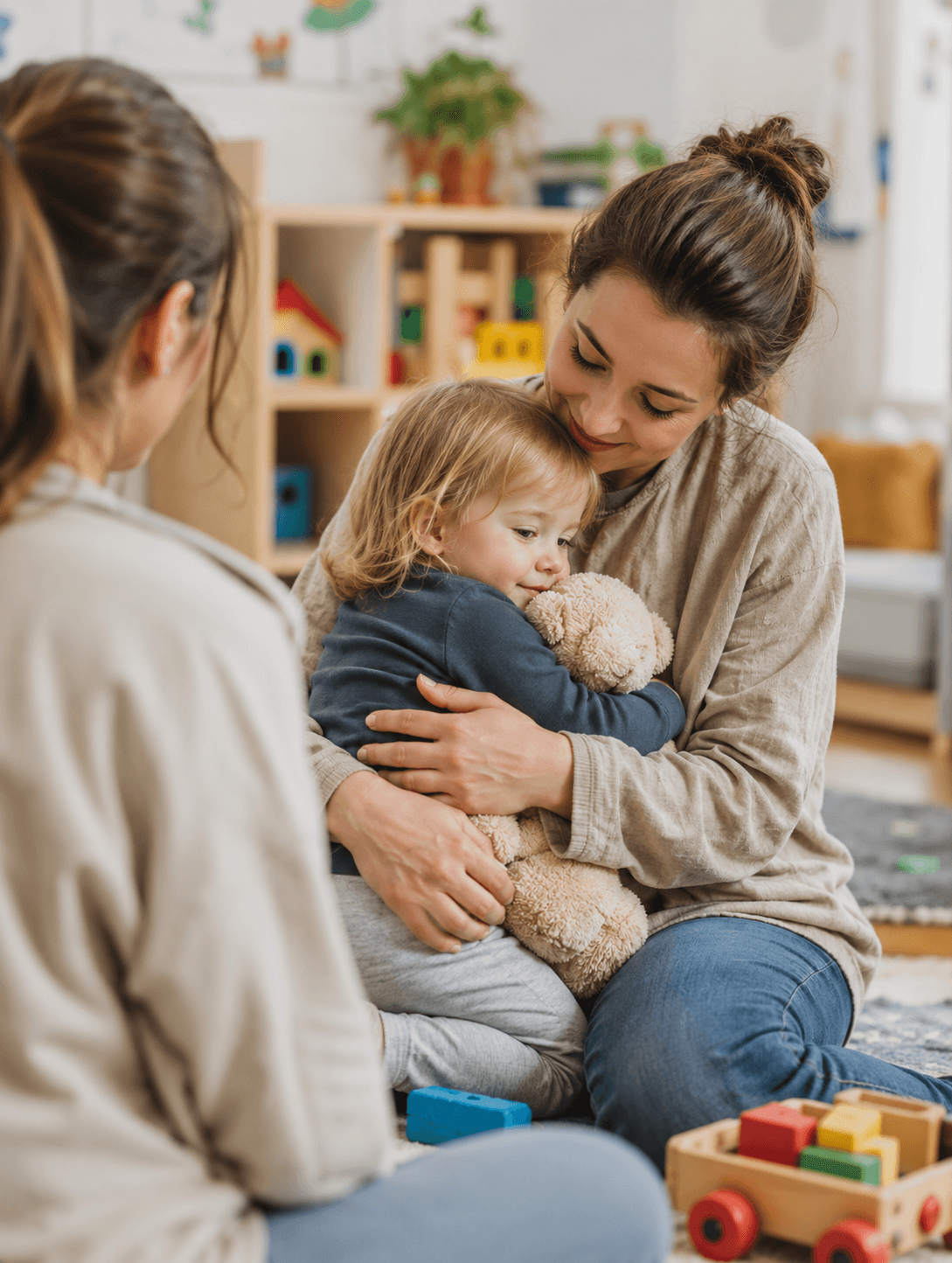 Eltern mit Kind bei Eingewöhnung